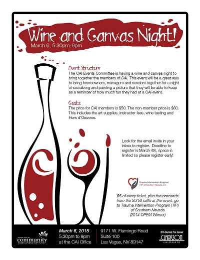 cai nevada chapter calendar wine and canvas flyer